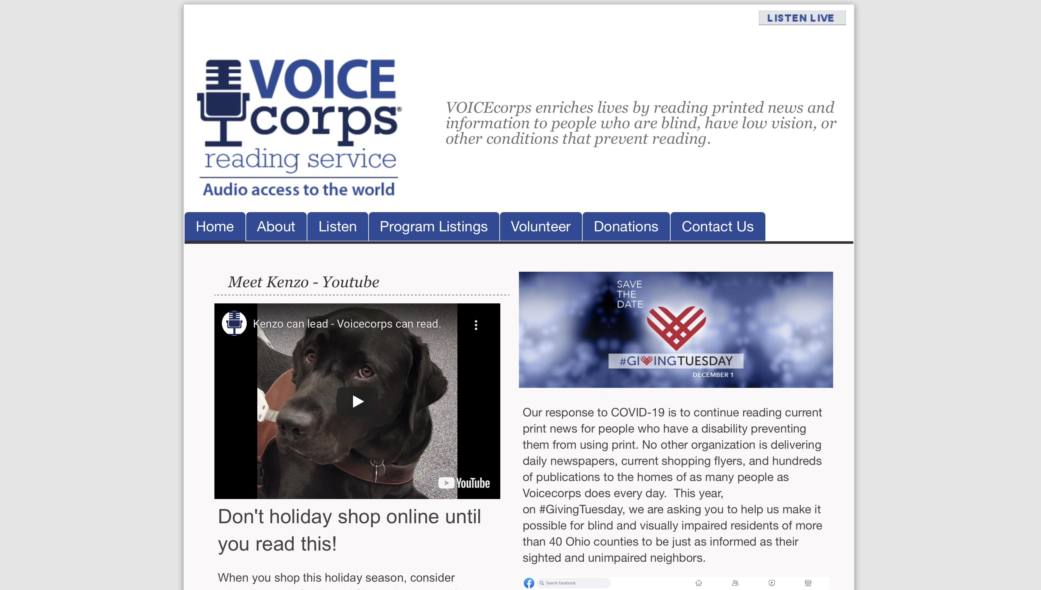 VoiceCorps webpage screenshot